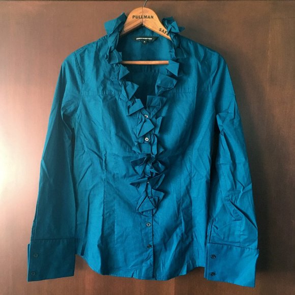 Express Tops - Express ruffle neckline dress shirt M